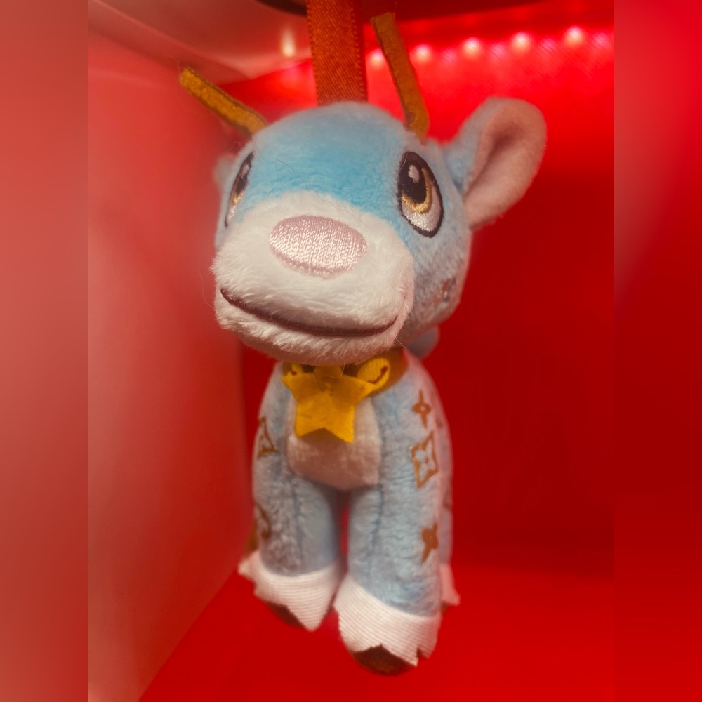 Blue Plush Reindeer Toy/ Ornament